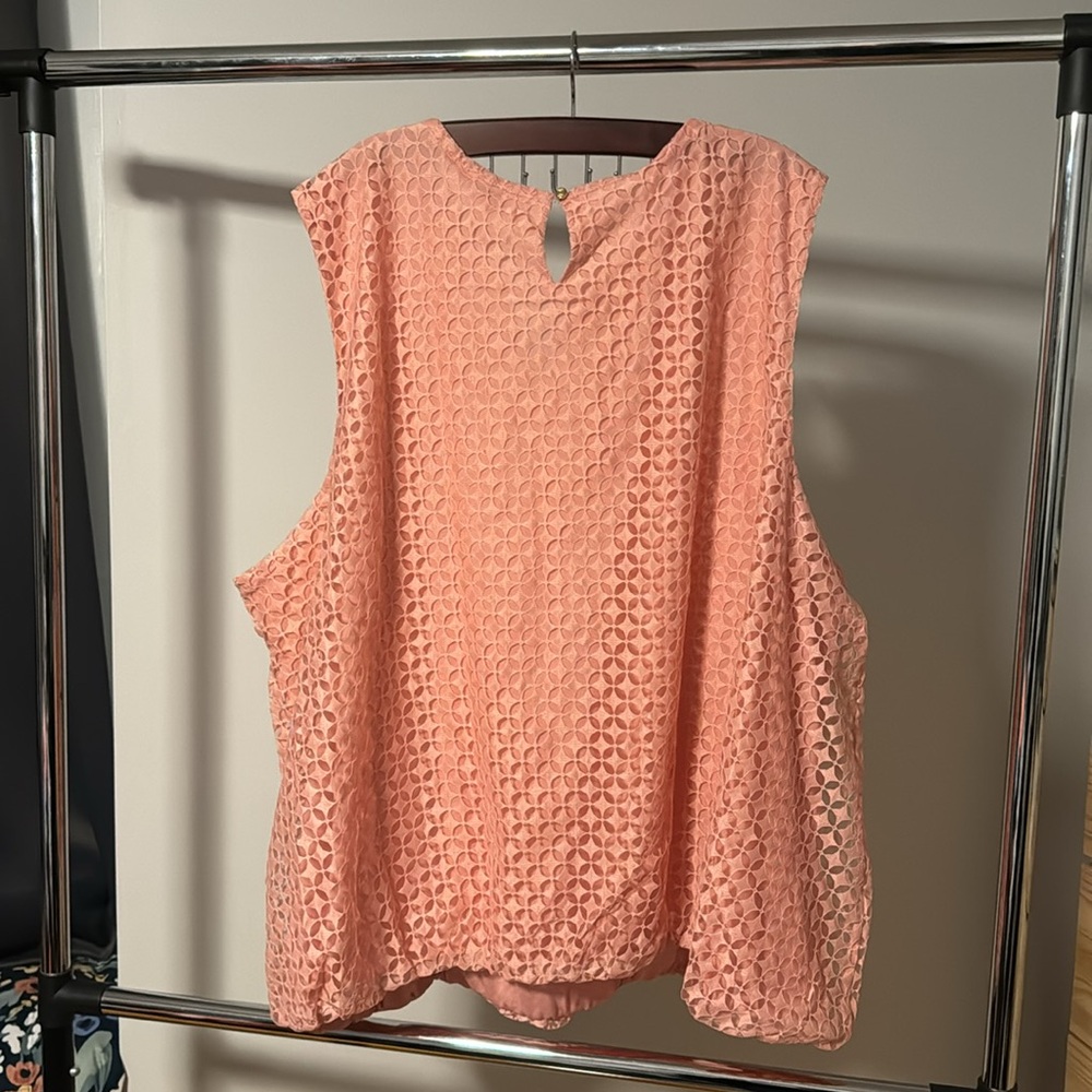Liz Claiborne Blouse Women's Tank Lace Style Tank Top Coral Pink 4X - Picture 6 of 11